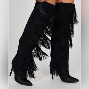 Black fringe boots